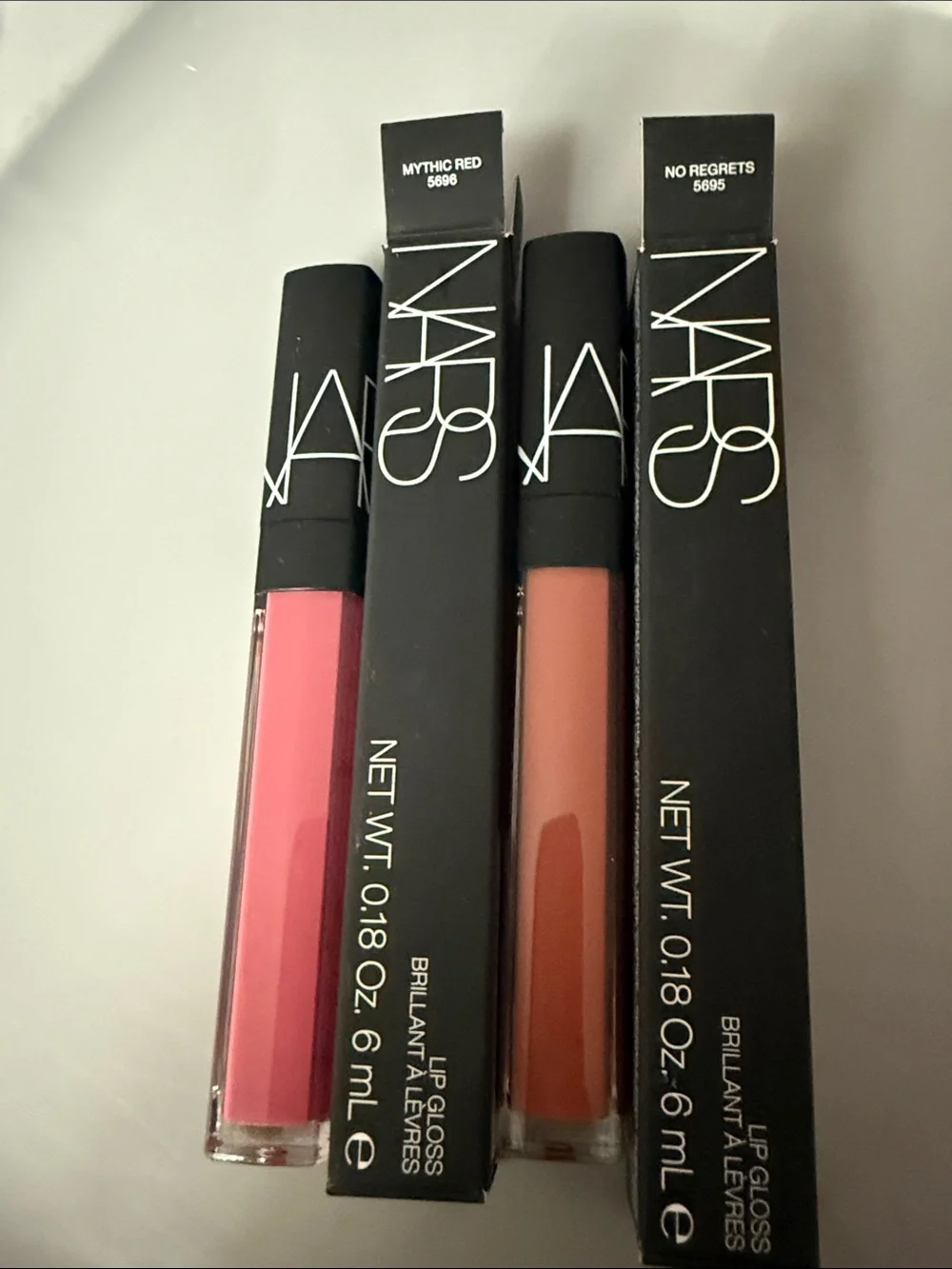 NARS Lip Gloss Duo — Mythic Red (Pink) & No Regrets (Brown)